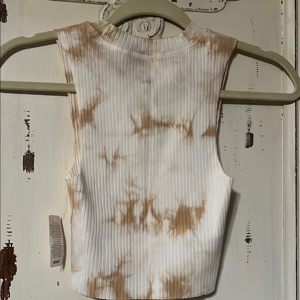 Cream Ribbed Cut Out Tank Top - Picture 6 of 6